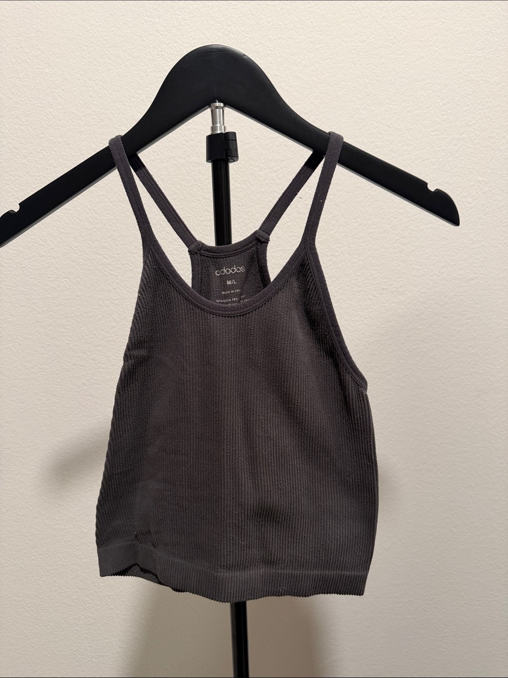 Charcoal Double-Strap Ribbed Camisole